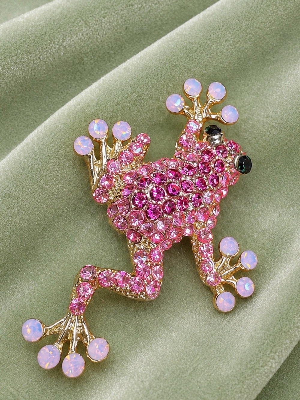 Brooch Pin Rhinestone Frog Adorable Cute Colorful Animal 🐸